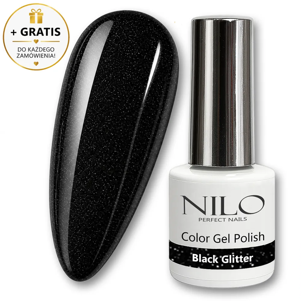 Lakier Hybrydowy Black Glitter – NILO no.102